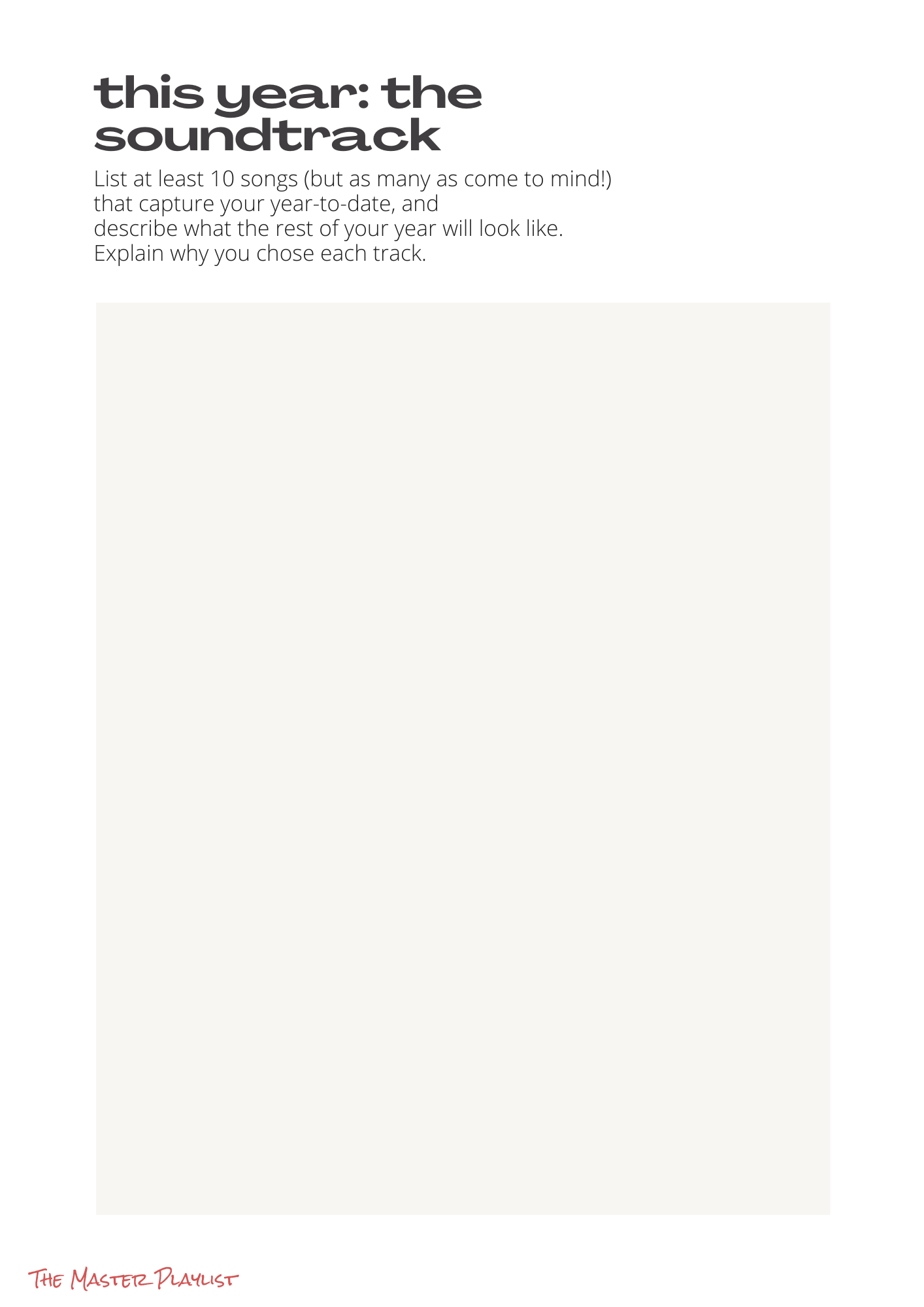 "The Master Playlist" Journal