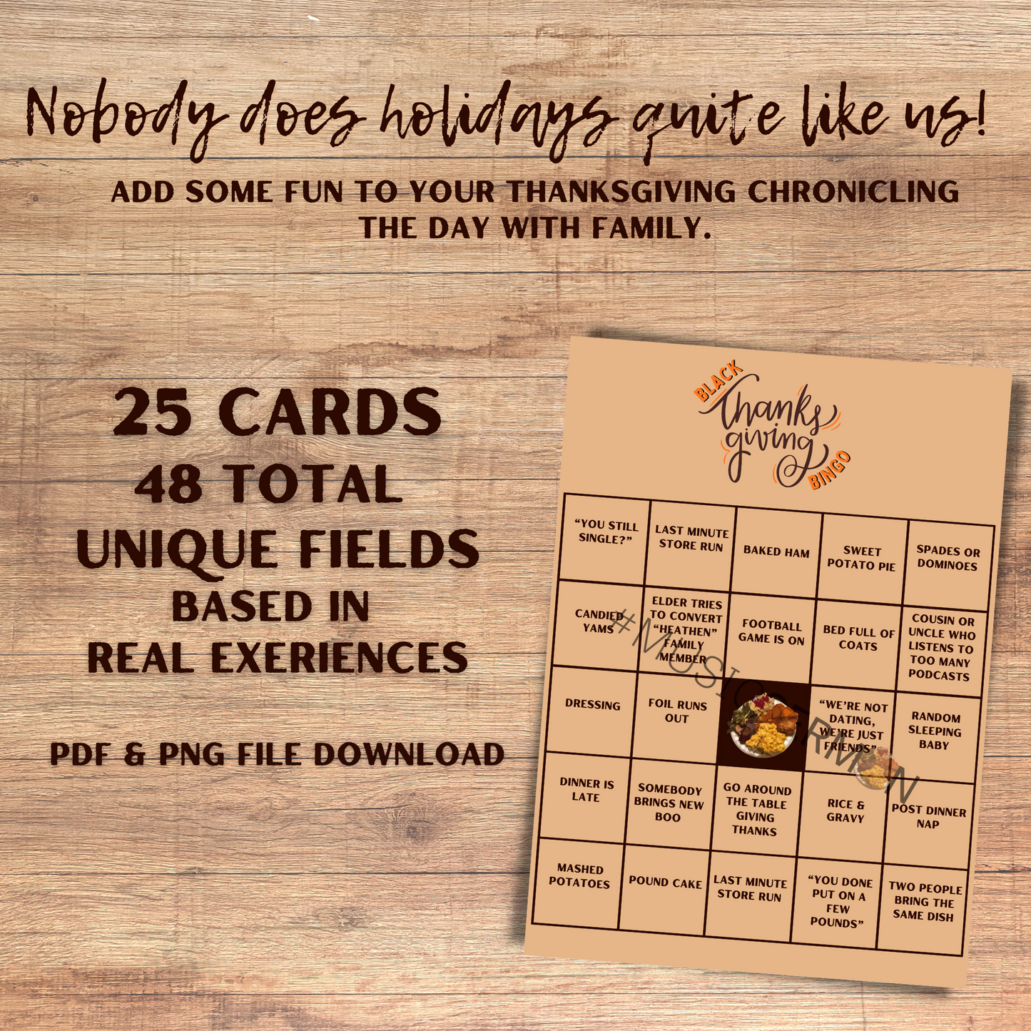 Black Thanksgiving Bingo - Digital Download